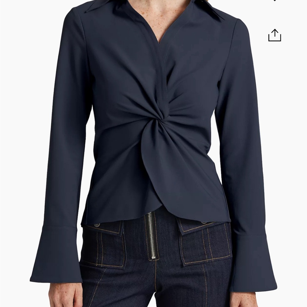 Cinq a Sept McKenna Twist-Front Blouse, Navy, Sz XXS